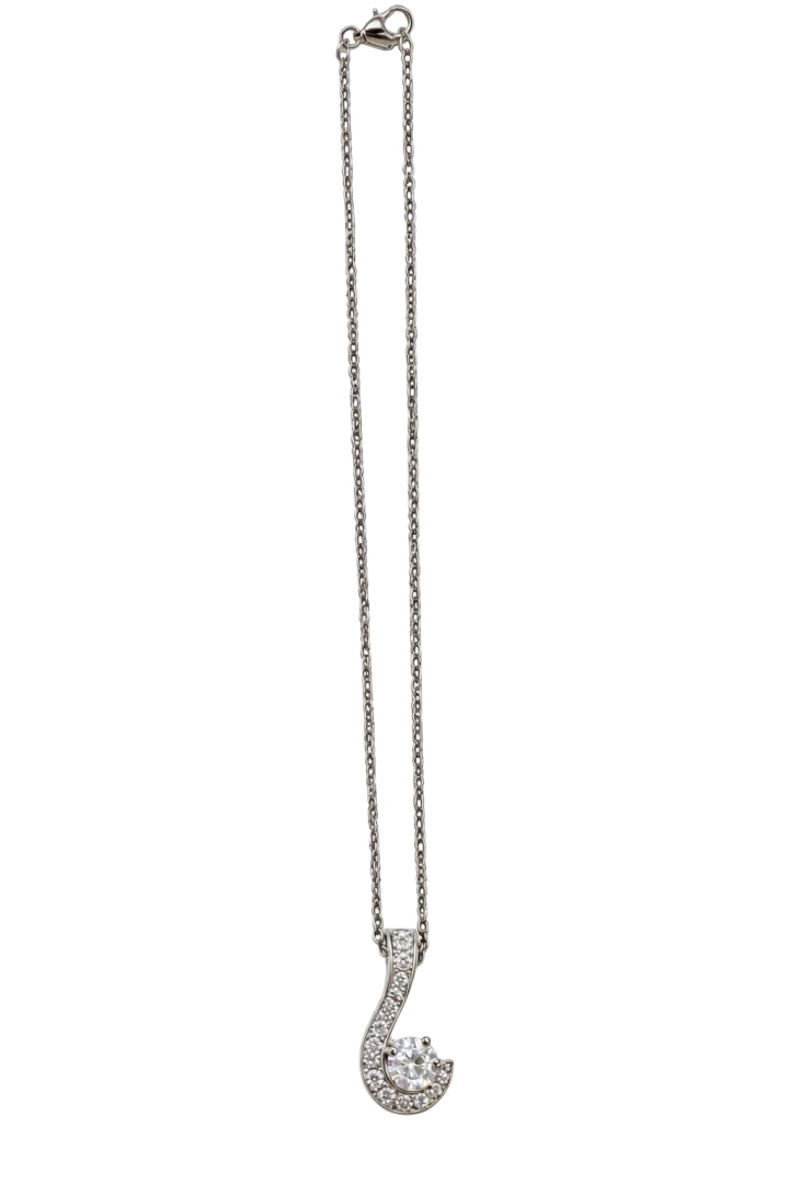 Pendente in oro bianco con diamante centrale