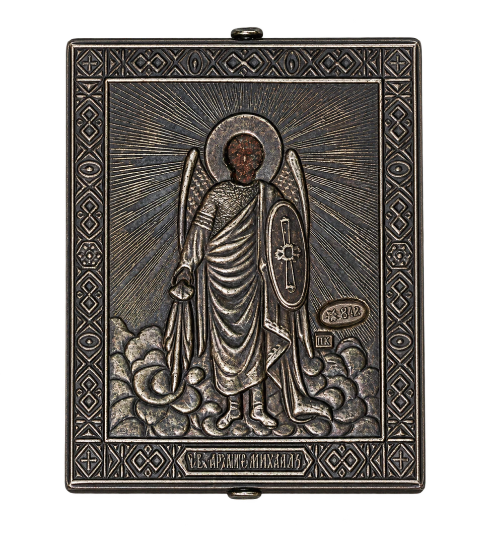 Icona dell'Arcangelo Michele in argento e niello