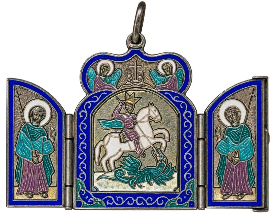 Icona di San Giorgio in argento e smalti