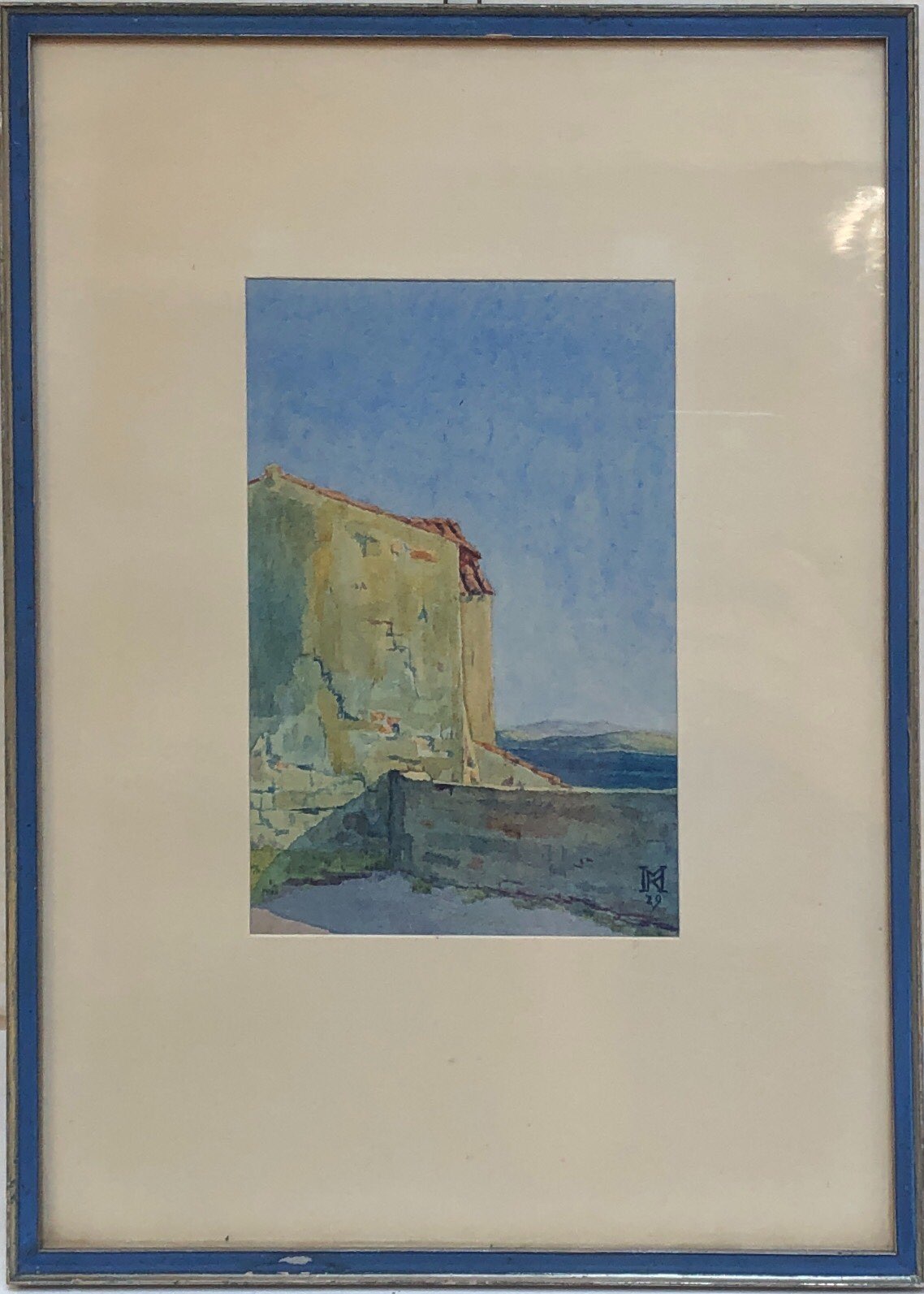 Monogrammista MK, Paesaggio ad acquerello con cittadina costiera (II)