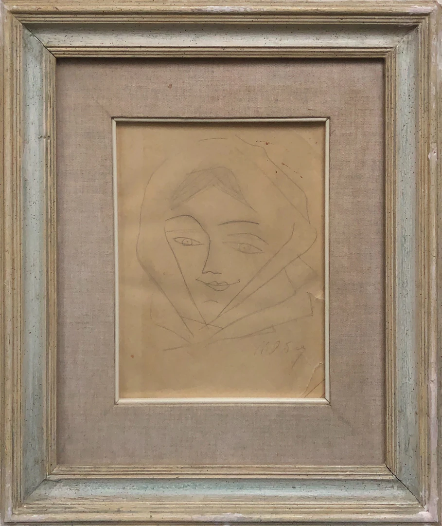 Schizzo di volto femminile con foulard