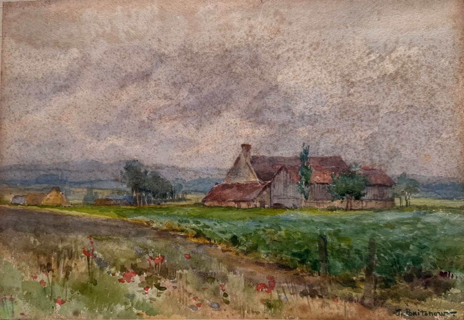 Ivan Pokhitonov (attribuito), Paesaggio con case (1 di 2)